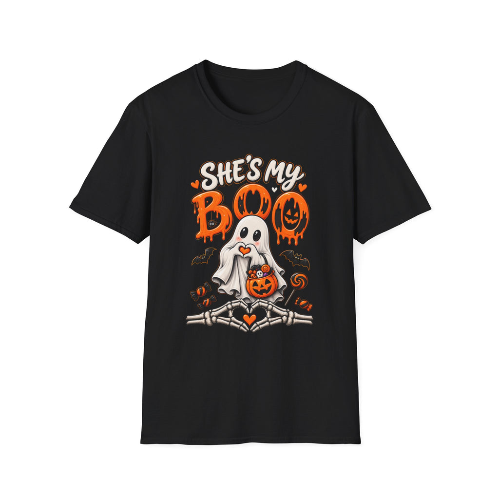 She's My Boo Halloween T-Shirt | Cute Couples Ghost Skeleton Tee