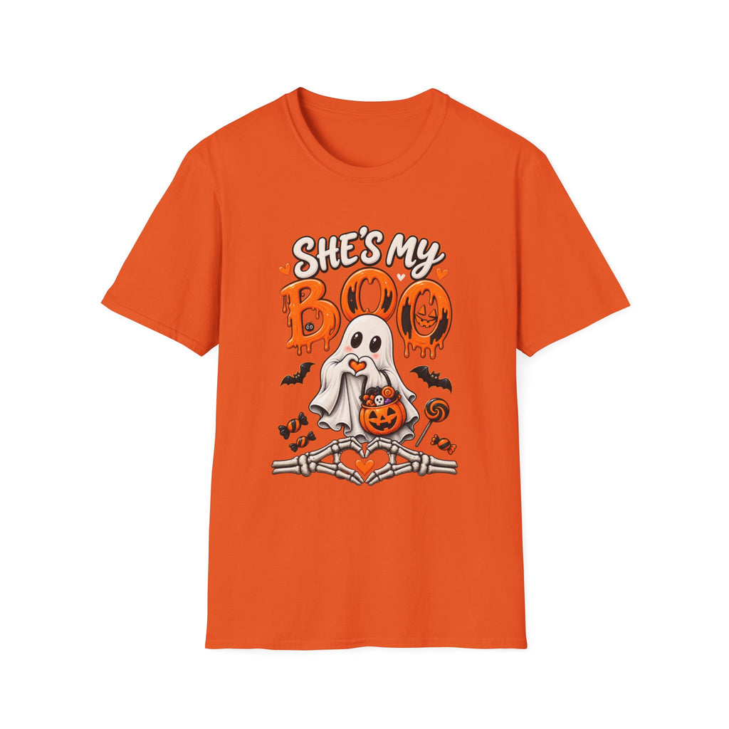 She's My Boo Halloween T-Shirt | Cute Couples Ghost Skeleton Tee