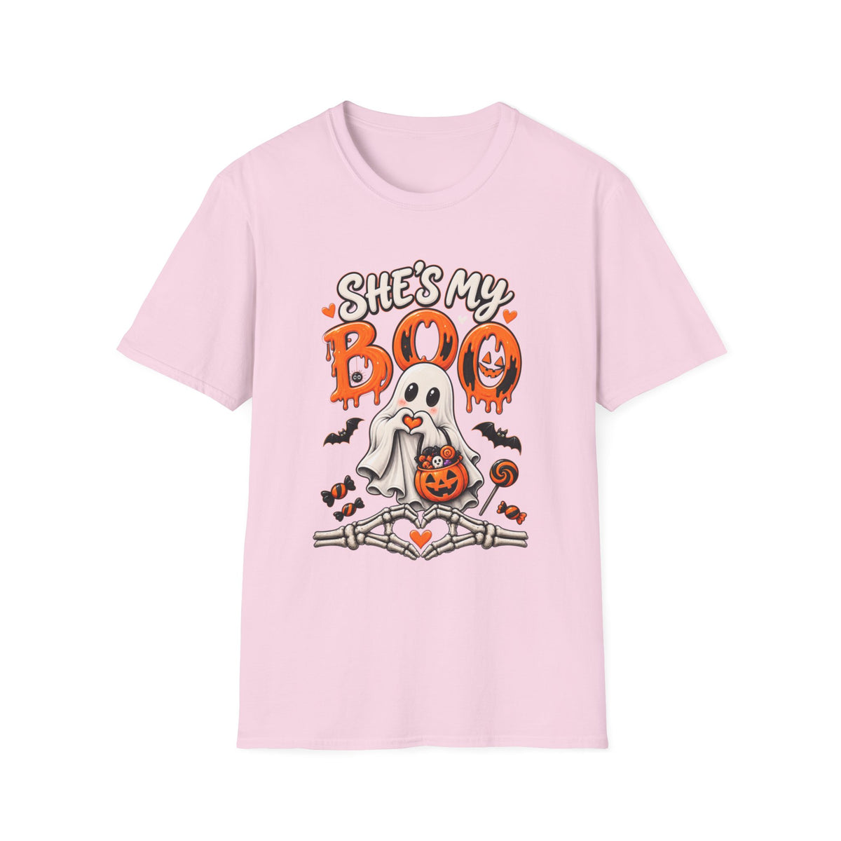 She's My Boo Halloween T-Shirt | Cute Couples Ghost Skeleton Tee