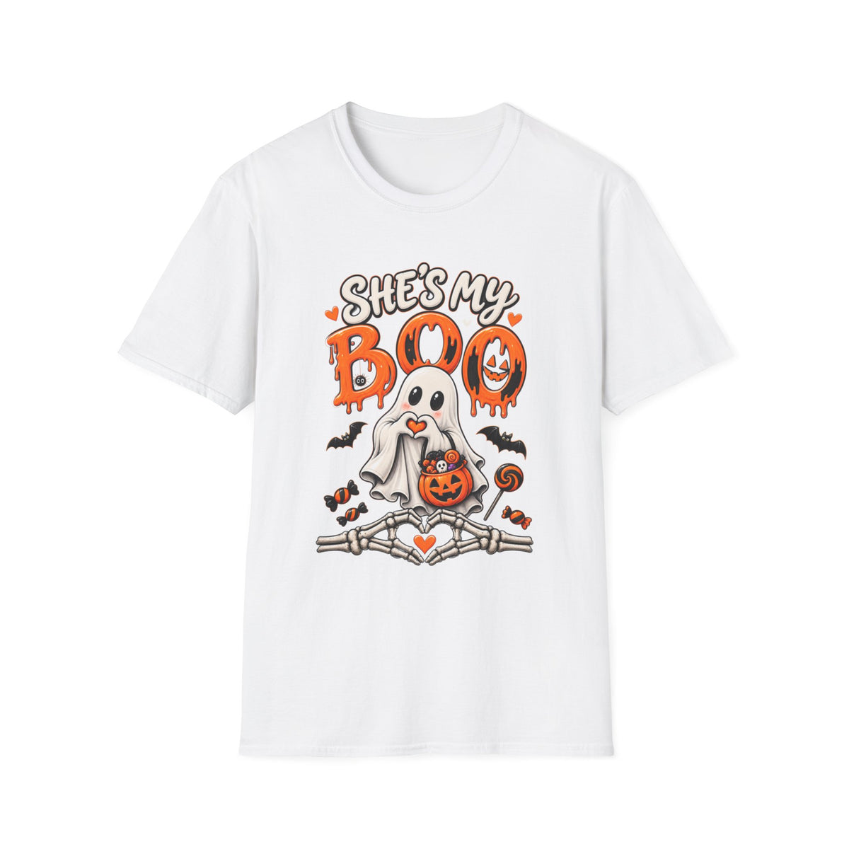 She's My Boo Halloween T-Shirt | Cute Couples Ghost Skeleton Tee