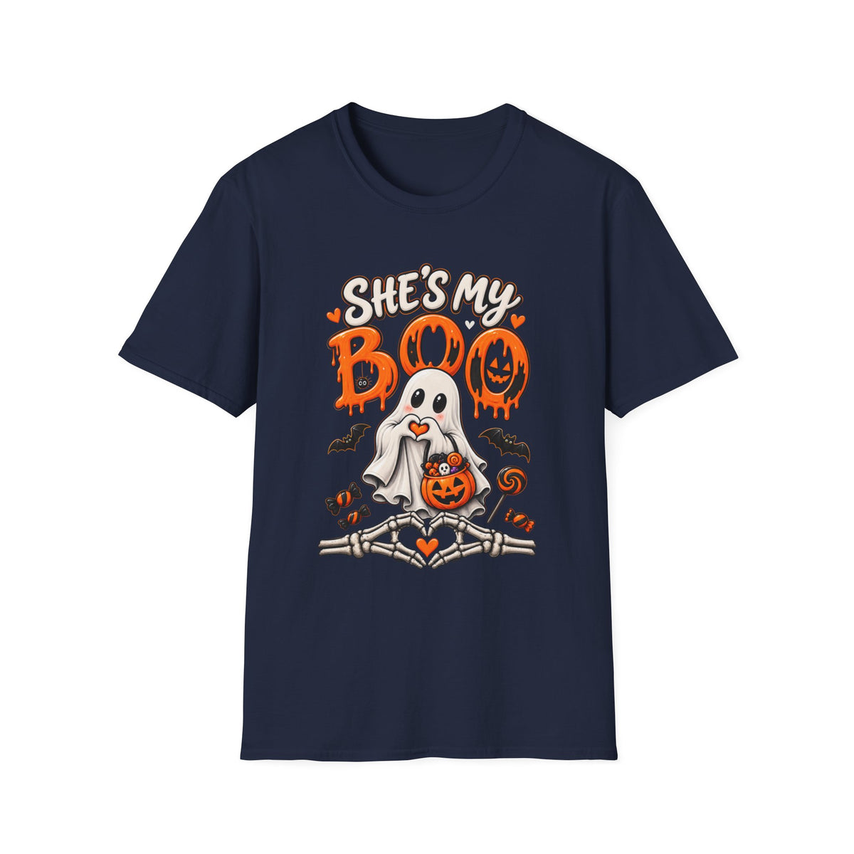 She's My Boo Halloween T-Shirt | Cute Couples Ghost Skeleton Tee