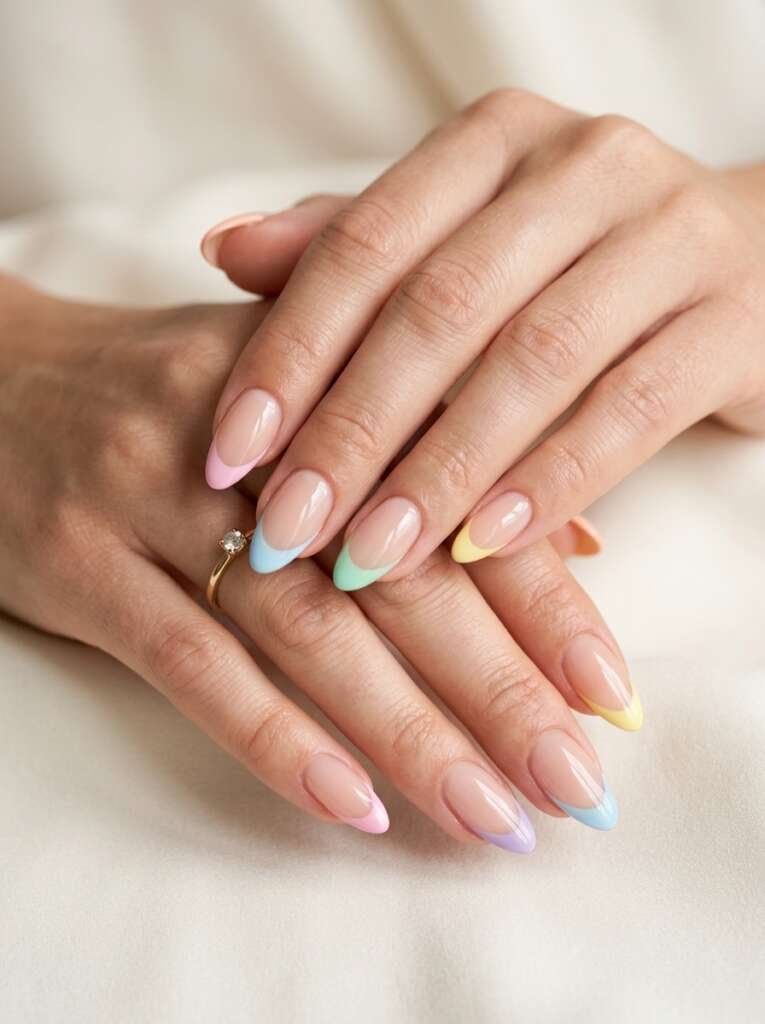 colorful French manicures