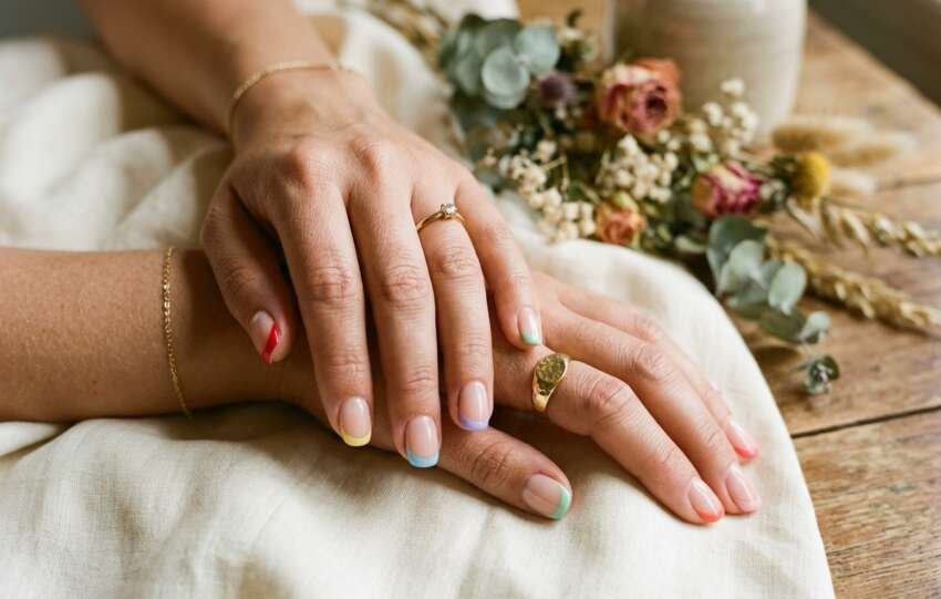 colorful French manicures