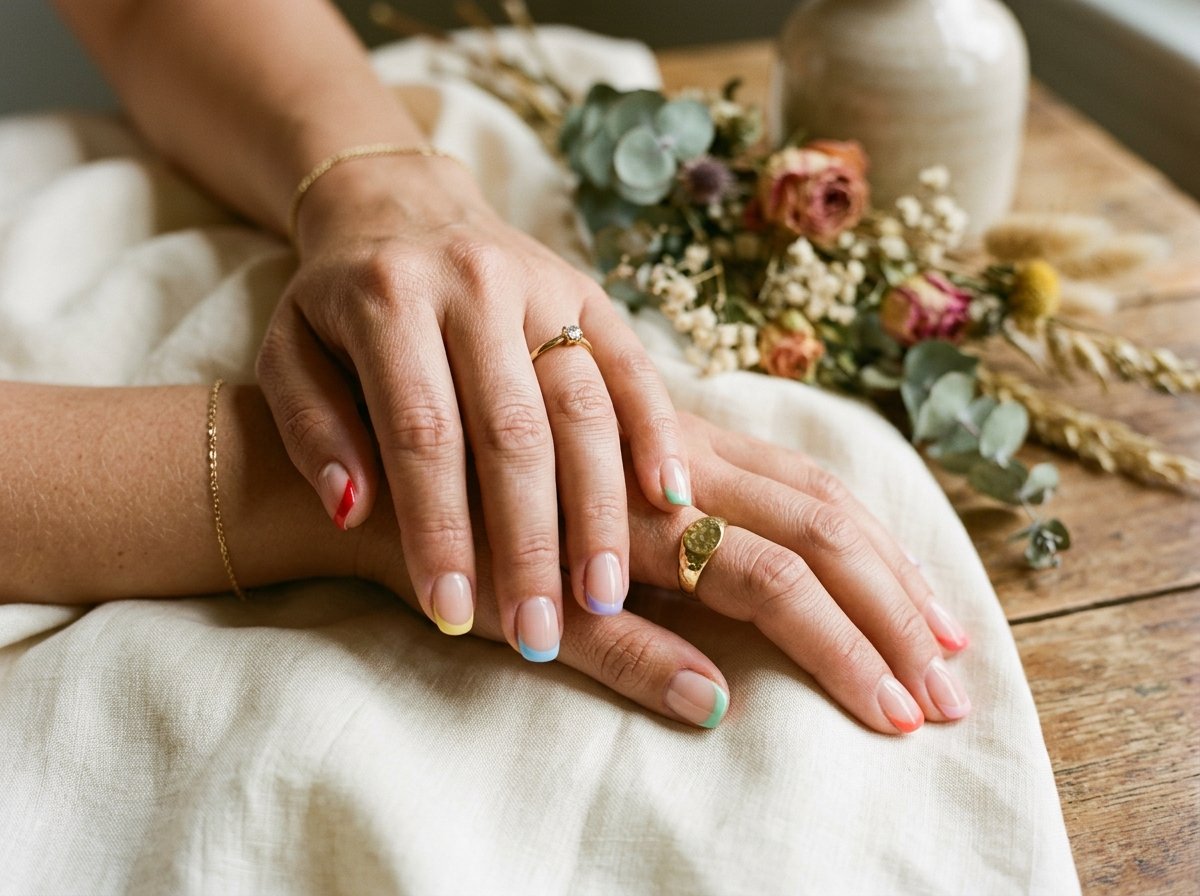 colorful French manicures