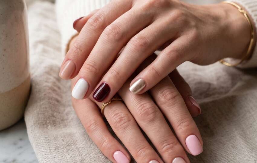 25 short nail ideas featuring French tips, nude, burgundy, chocolate and elegant minimalist designs