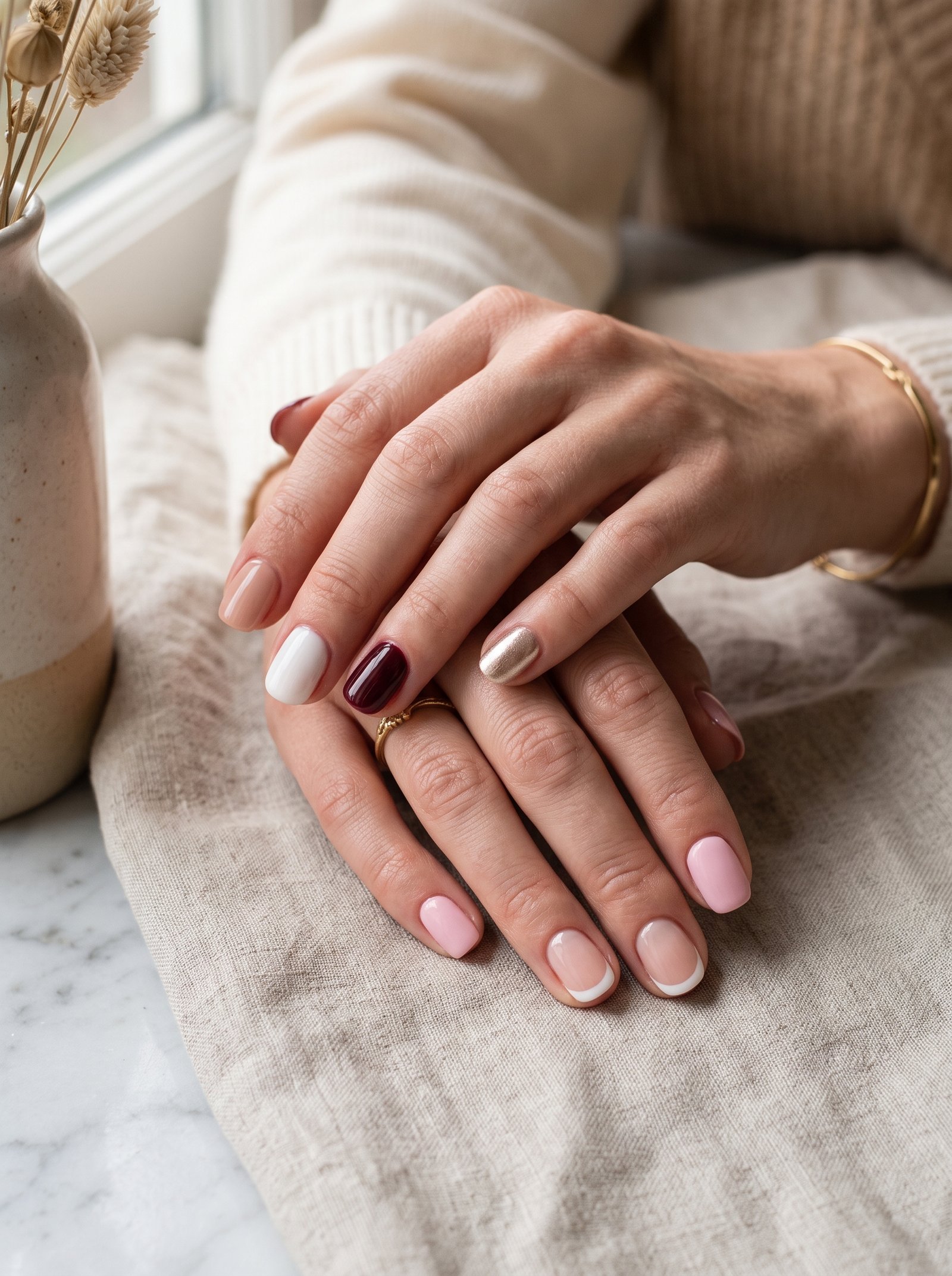 25 short nail ideas featuring French tips, nude, burgundy, chocolate and elegant minimalist designs